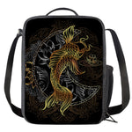 Golden Spiritual Koi Fish Print Crossbody Lunch Bag