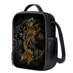 Golden Spiritual Koi Fish Print Crossbody Lunch Bag