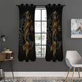 Golden Spiritual Koi Fish Print Grommet Curtain Panels