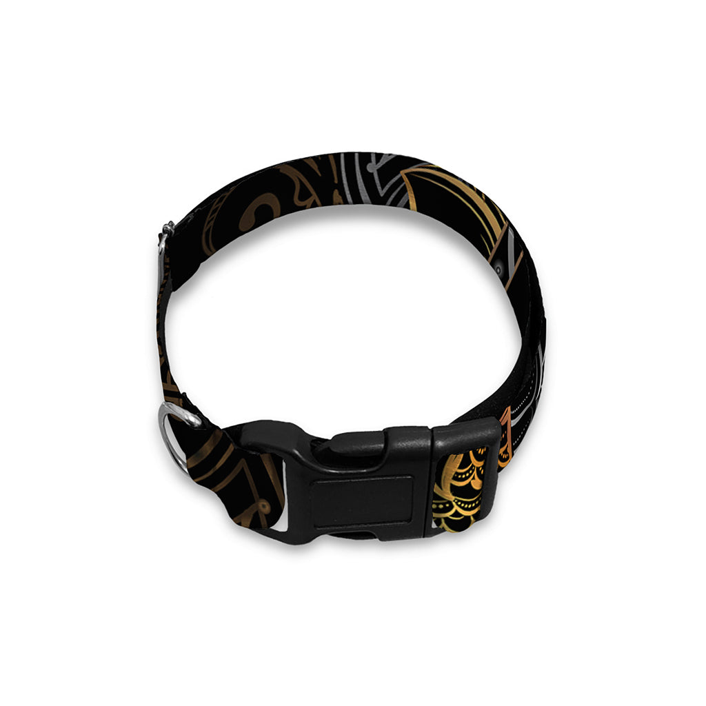 Golden Spiritual Koi Fish Print Dog Collar