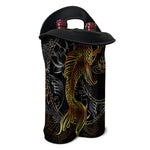 Golden Spiritual Koi Fish Print Double Neoprene Wine Tote