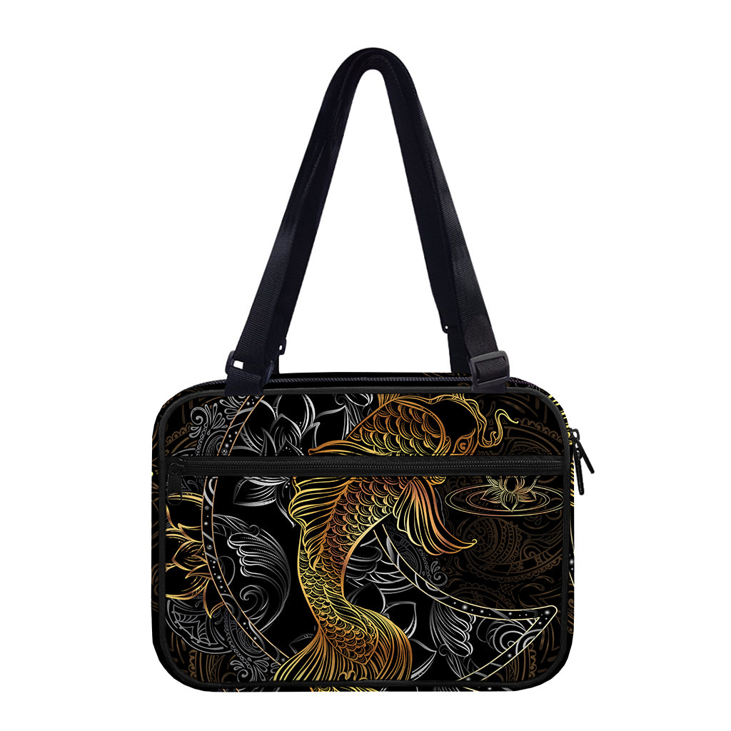 Golden Spiritual Koi Fish Print Double Strap Bible Bag