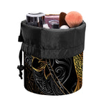 Golden Spiritual Koi Fish Print Drawstring Makeup Bag