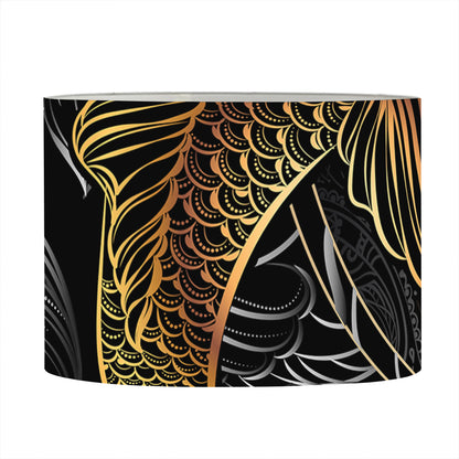 Golden Spiritual Koi Fish Print Drum Lamp Shade