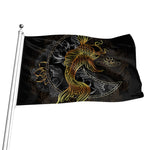 Golden Spiritual Koi Fish Print Flag