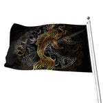 Golden Spiritual Koi Fish Print Flag