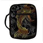 Golden Spiritual Koi Fish Print Front Pocket Bible Bag