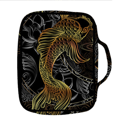 Golden Spiritual Koi Fish Print Front Pocket Bible Bag
