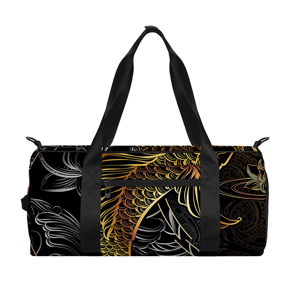 Golden Spiritual Koi Fish Print Gym Bag