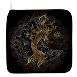Golden Spiritual Koi Fish Print Hand Towel