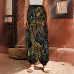 Golden Spiritual Koi Fish Print Harem Pants