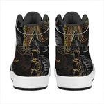 Golden Spiritual Koi Fish Print High Top Leather Sneakers