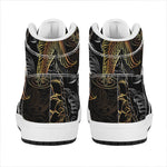 Golden Spiritual Koi Fish Print High Top Leather Sneakers