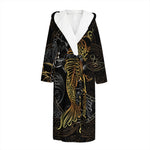 Golden Spiritual Koi Fish Print Hooded Bathrobe