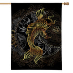Golden Spiritual Koi Fish Print House Flag