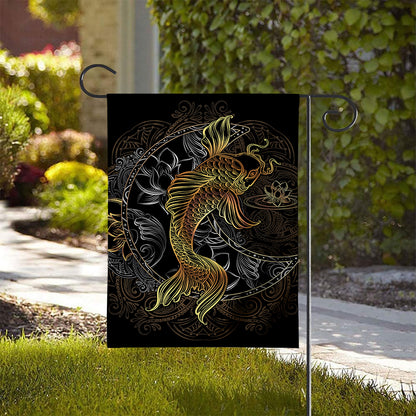 Golden Spiritual Koi Fish Print House Flag