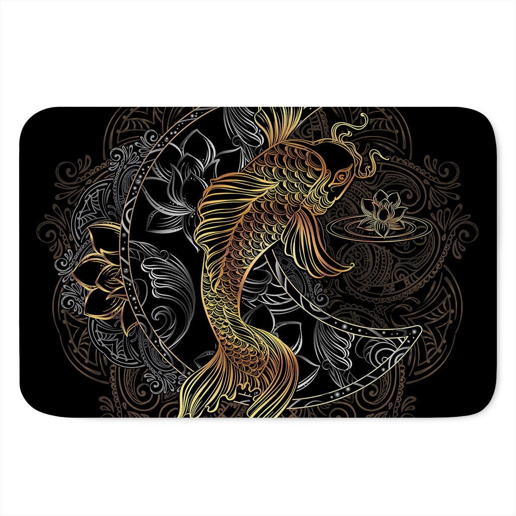 Golden Spiritual Koi Fish Print Indoor Door Mat