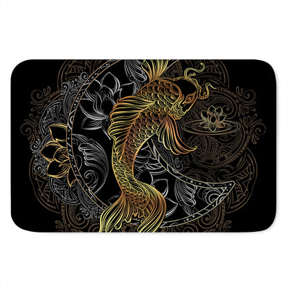 Golden Spiritual Koi Fish Print Indoor Door Mat