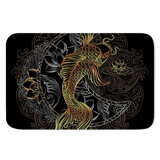 Golden Spiritual Koi Fish Print Indoor Door Mat