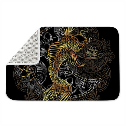 Golden Spiritual Koi Fish Print Indoor Door Mat
