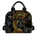 Golden Spiritual Koi Fish Print Insulated Lunch Bag