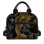 Golden Spiritual Koi Fish Print Insulated Lunch Bag