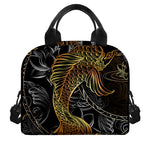 Golden Spiritual Koi Fish Print Insulated Lunch Bag