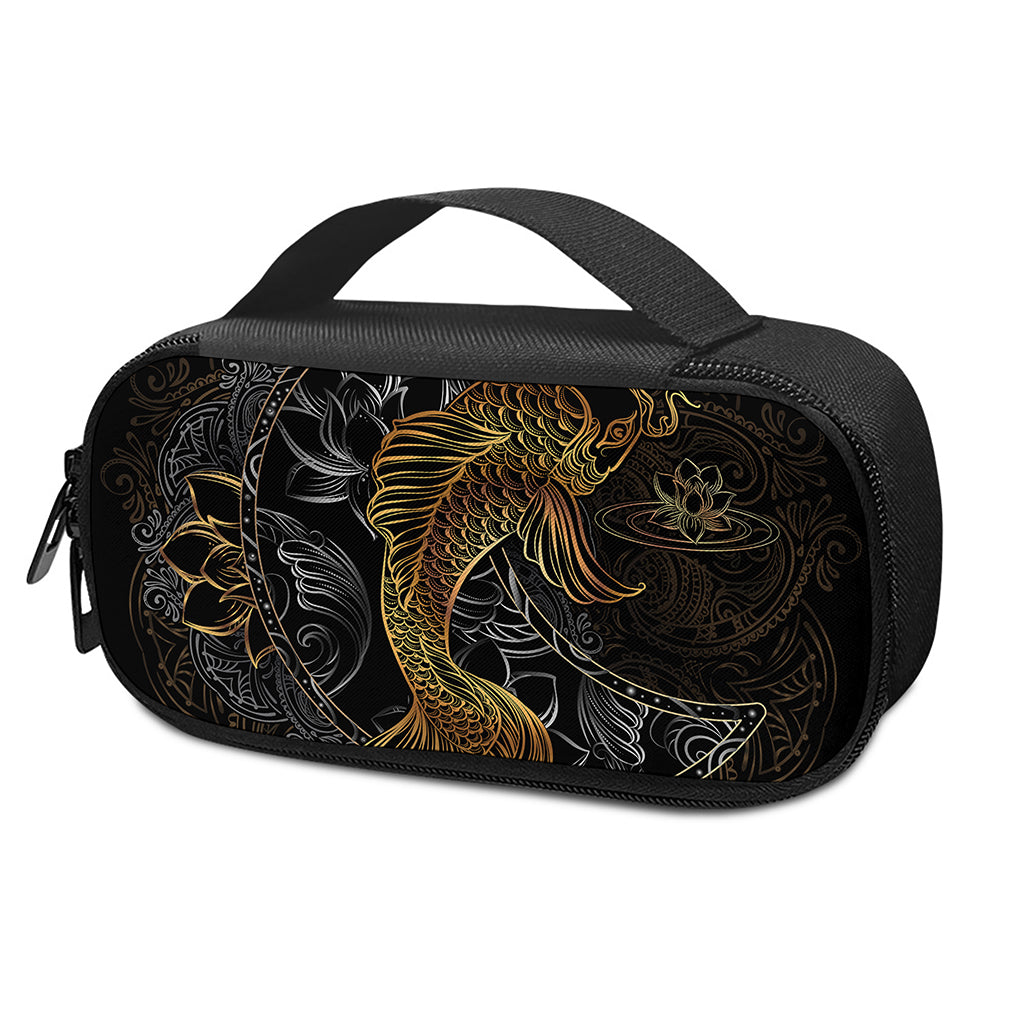 Golden Spiritual Koi Fish Print Insulin Cooler Travel Case