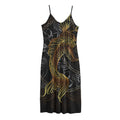 Golden Spiritual Koi Fish Print Jersey Midi Cami Dress