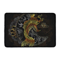 Golden Spiritual Koi Fish Print Kitchen Mat