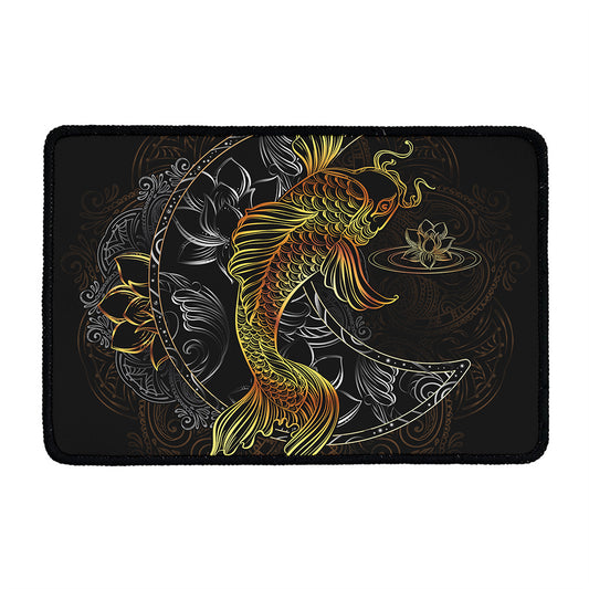 Golden Spiritual Koi Fish Print Kitchen Mat