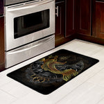 Golden Spiritual Koi Fish Print Kitchen Mat