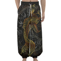 Golden Spiritual Koi Fish Print Lantern Pants