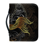 Golden Spiritual Koi Fish Print Leather Bible Cover