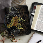Golden Spiritual Koi Fish Print Leather Bible Cover
