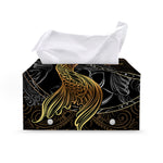 Golden Spiritual Koi Fish Print Leather Tissue Box Cover
