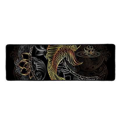 Golden Spiritual Koi Fish Print Long Kitchen Mat