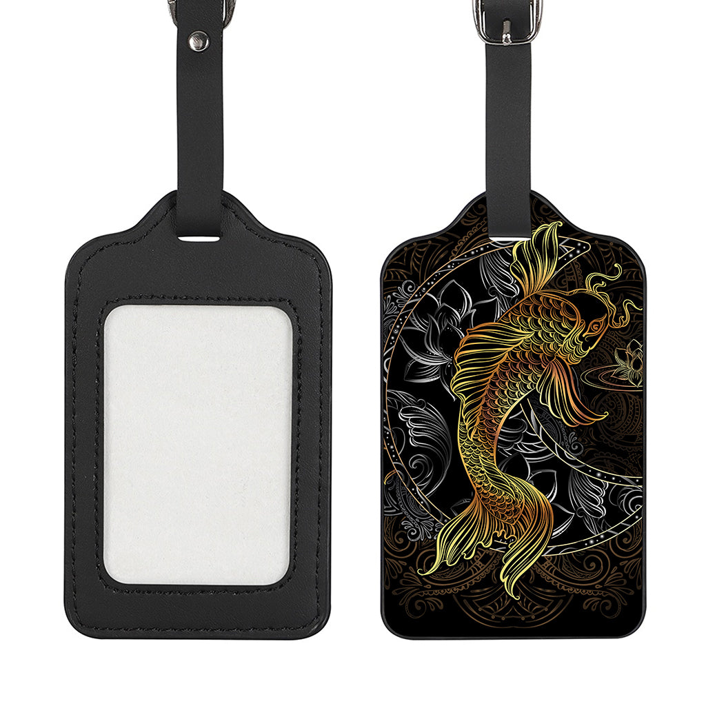 Golden Spiritual Koi Fish Print Luggage Tag