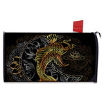 Golden Spiritual Koi Fish Print Mailbox Cover