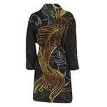 Golden Spiritual Koi Fish Print Men's Bathrobe