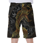 Golden Spiritual Koi Fish Print Men's Beach Shorts