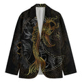 Golden Spiritual Koi Fish Print Men's Blazer