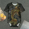 Golden Spiritual Koi Fish Print Men's Bodysuit