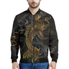 Golden Spiritual Koi Fish Print Men's Bomber Jacket