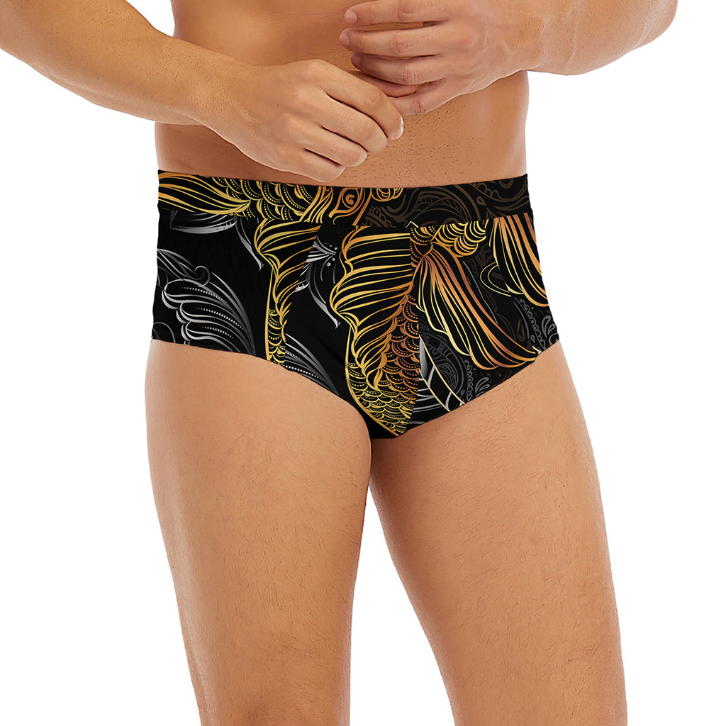 Golden Spiritual Koi Fish Print Men's Briefs