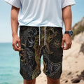 Golden Spiritual Koi Fish Print Men's Cargo Shorts
