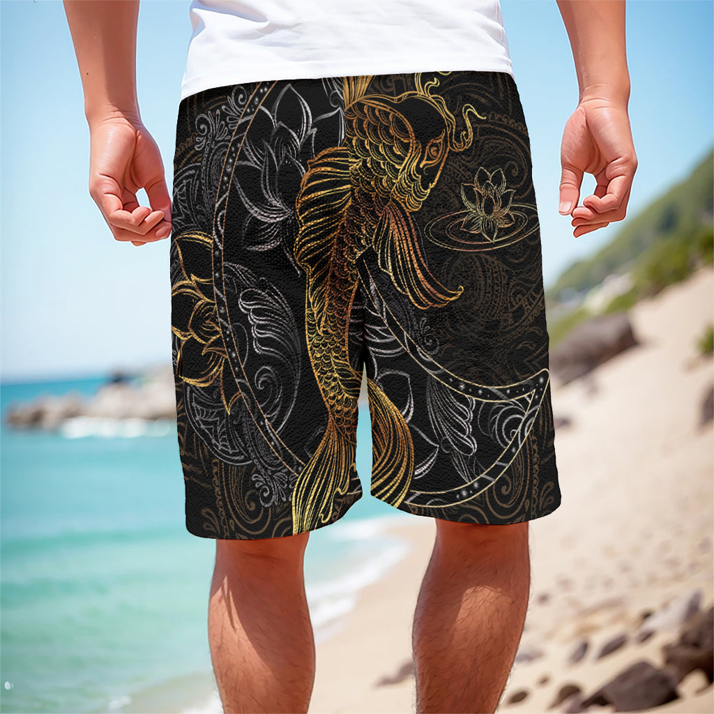 Golden Spiritual Koi Fish Print Men's Cargo Shorts
