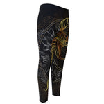 Golden Spiritual Koi Fish Print Men's Compression Pants