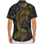 Golden Spiritual Koi Fish Print Men's Deep V-Neck Shirt