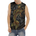 Golden Spiritual Koi Fish Print Men's Fitness Tank Top